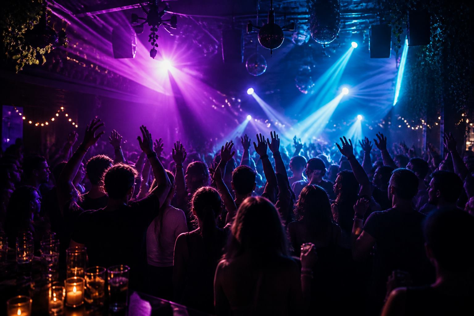 Sommerparty mit violettem Licht